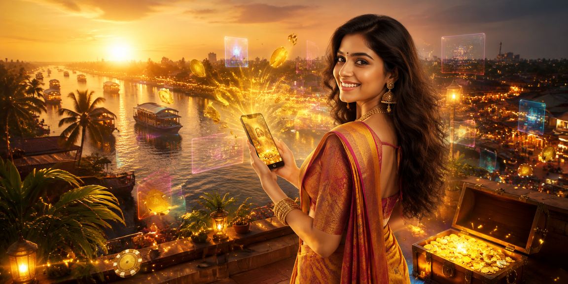 Night casino gaming scene in Kerala with mobile app users